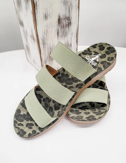 Corkys Dafne Olive Leopard Strappy Sandal