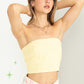 One Wish Strapless Ribbed Crop Top
