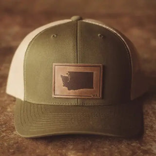 Washington silhouette Leather patch Snapback Hat