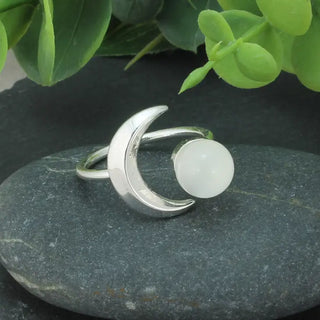 Moon & Ball Bead Wrap Ring