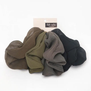 Crepe Scrunchies 5pc - Moss