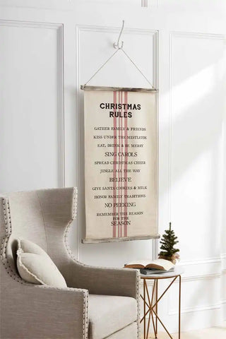 Mud Pie Reversible "Holiday Rules" Decor