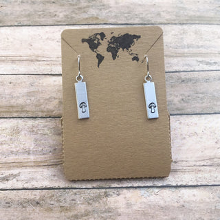 Hand Stamped Rectangle Dangle Earring