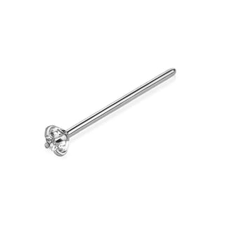 316L SS Nose 15MM Straight Fishtail Pin With Prong Set Gem