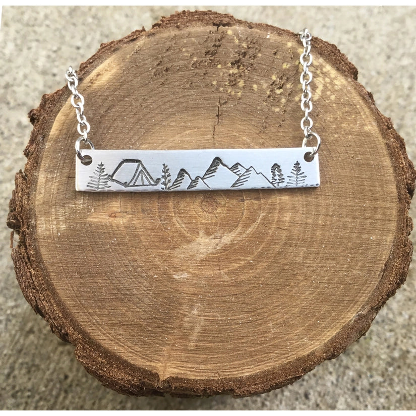 Hand Stamped Bar Necklace