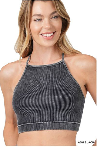 Washed Ribbed Seamless Cropped Cami Top