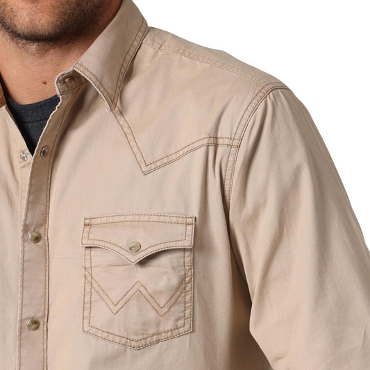 Wrangler Mens Retro Premium Long Sleeve Shirt - Tan