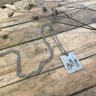 Hand Stamped Tag Pendant Necklace