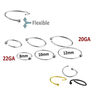 22GA-316L Surgical Steel Annealed Nose Hoop With Ball End