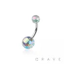 Iridescent Effect Glitter Acrylic 316L Ss Belly Button Ring