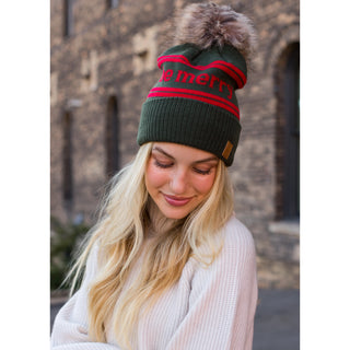 Olive & Red Be Merry Pom Hat