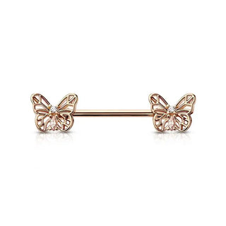 316L Surgical Steel Butterfly Ends Barbell Nipple Bar