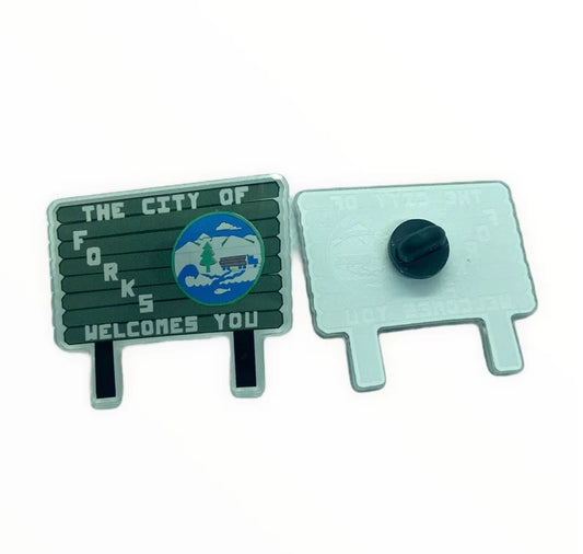 Twilight City of Forks Sign Pin