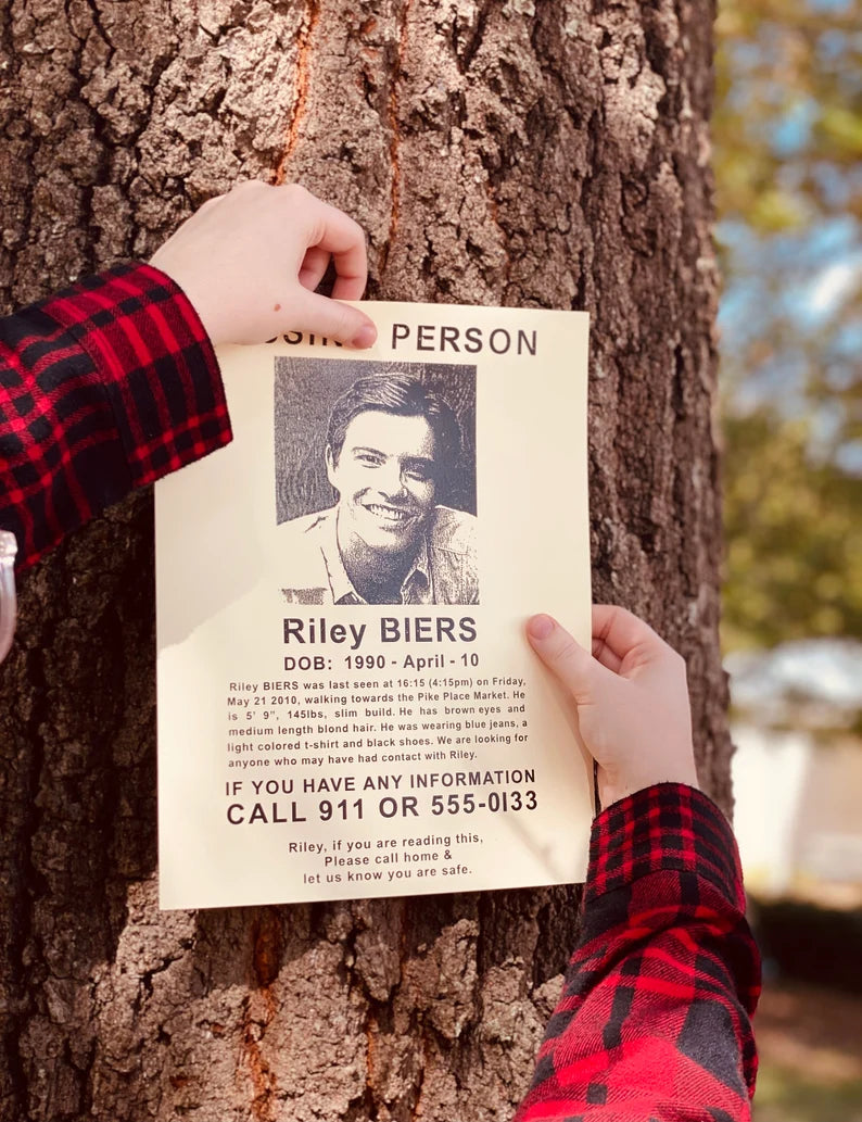 Riley Biers Missing Persons Flyer + Charlie Swans Notes