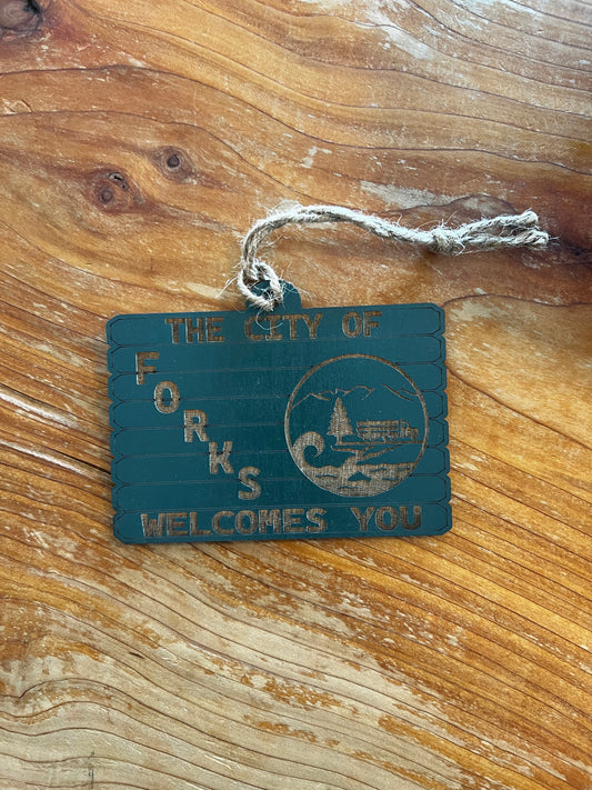 City of Forks Welcomes You Wooden Ornament