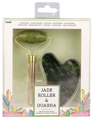 Jade Guasha + Mini Roller Set