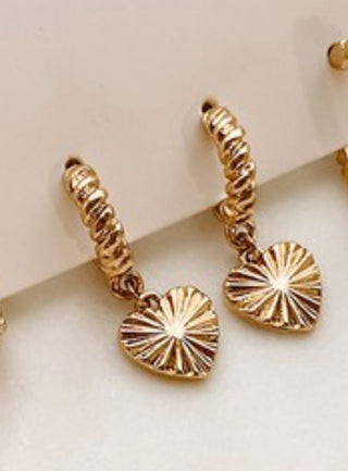 Heart Dangle Gold Earrings